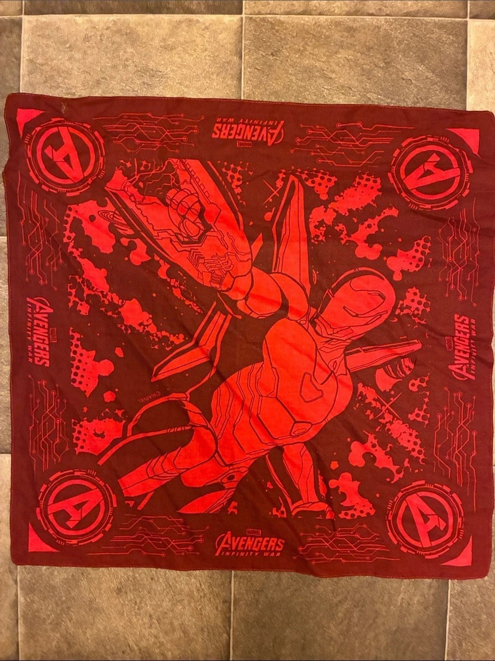 Marvel Avengers Infinity War Iron Man Red Square Bandana Scarf